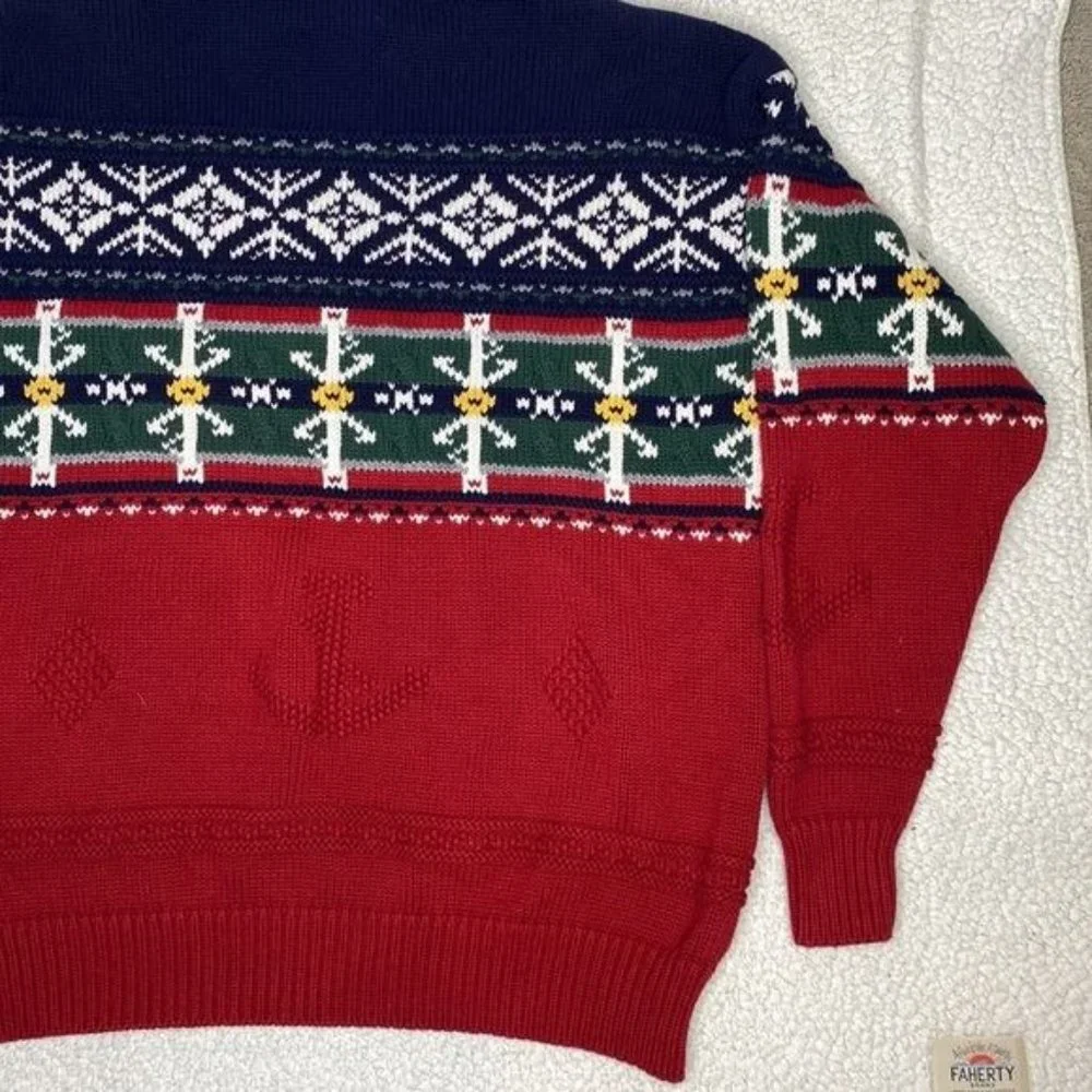 Vintage Nautica Snowflake Mock Neck Sweater: Size Large